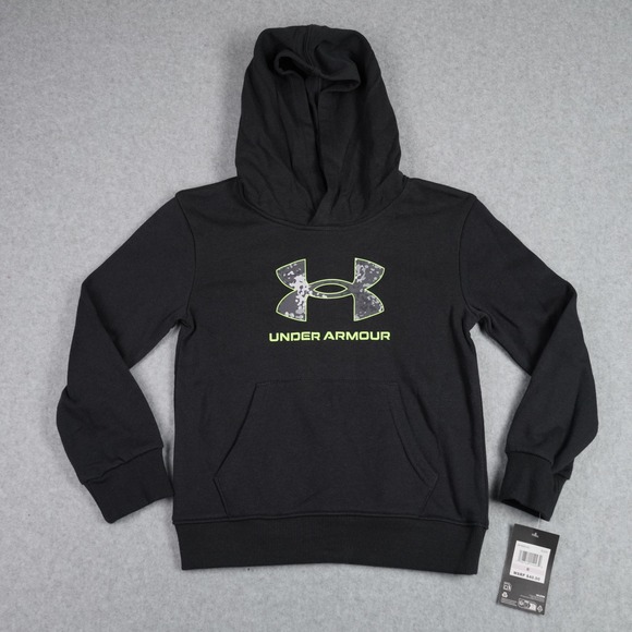 Under Armour Other - Under Armour Hoodie Kids Size 6 Black Camo Logo Pullover Sweatshirt UAFIB25E-001
